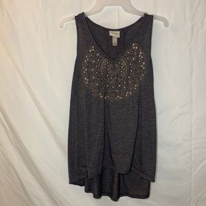 Dark Grey Beaded Tank Top